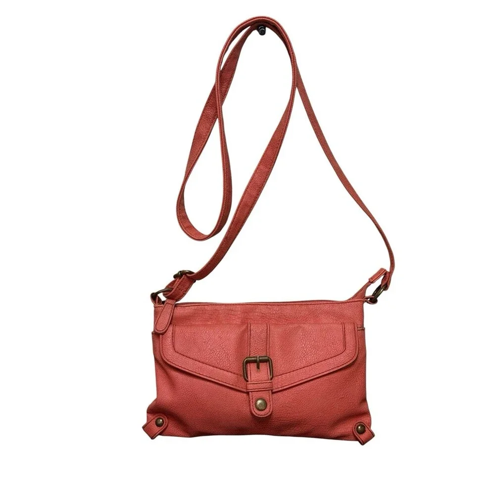 American Eagle Coral Pink Floral Inside Shoulder Bag Purse Crossbody 10x7